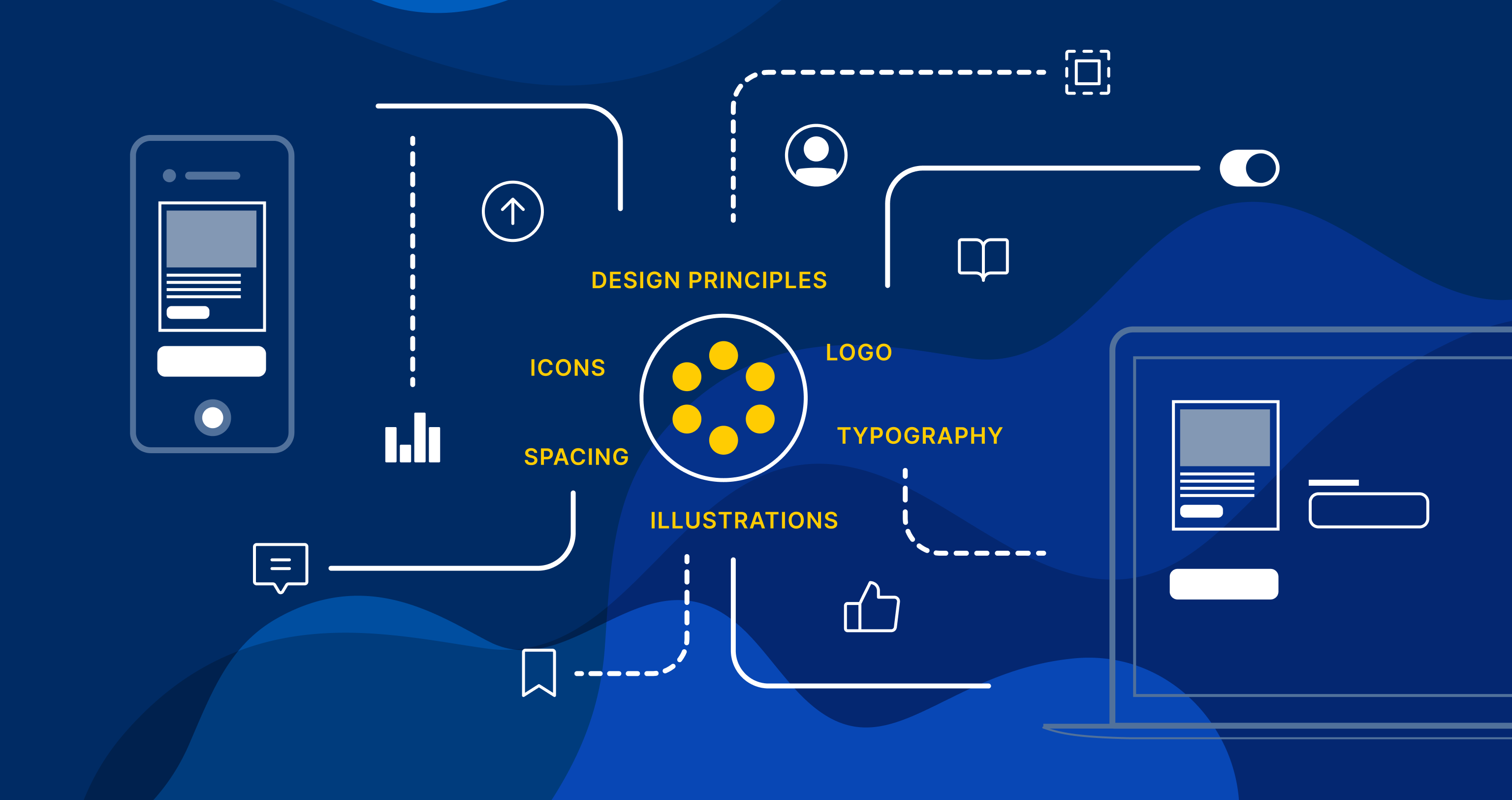 Illustration of design system soundations and components