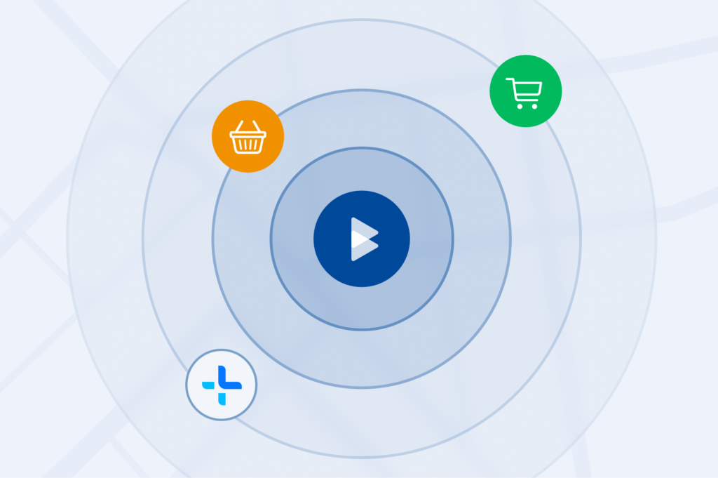 a radar graphic symbolizing Bluecode's radar-fuction, enabeling users to scan for nearby merchants