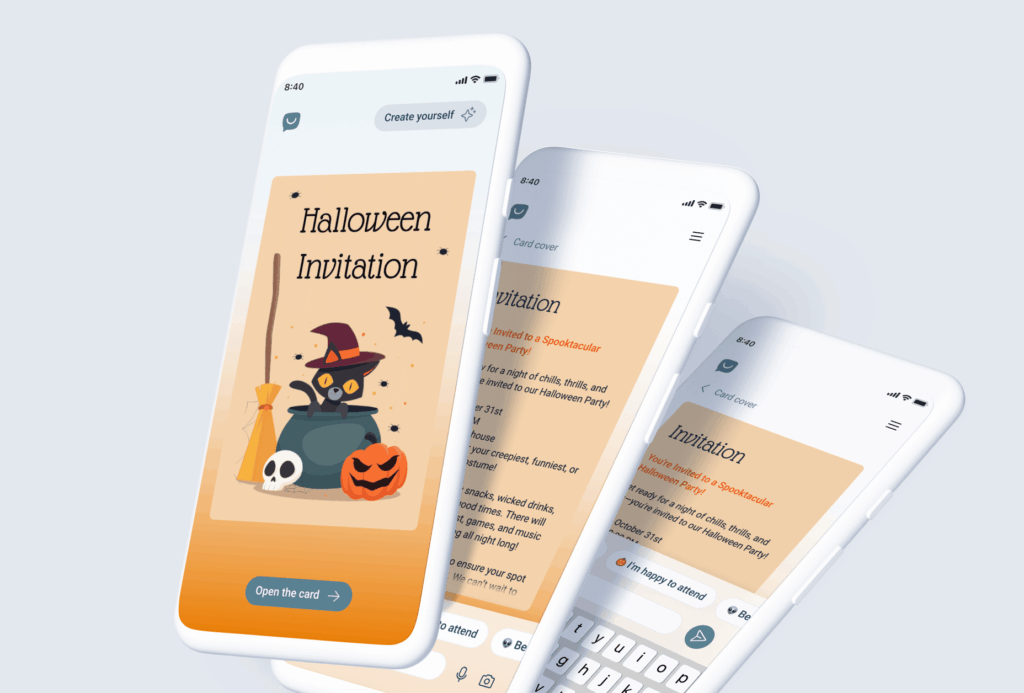 three redesigned screens of the happy.news app