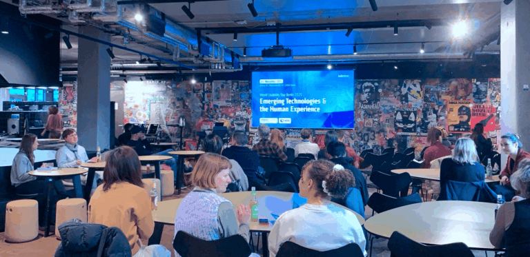 World Usability Day talk at the adesso office, showing a view of the presentation room.