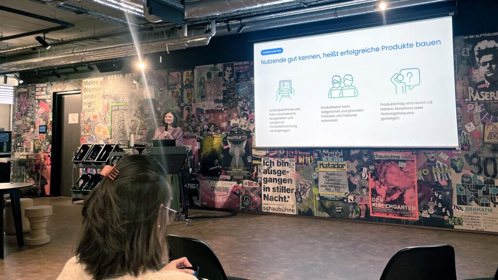 Speaker Birgit presents why understanding users leads to successful product design at World Usability Day.